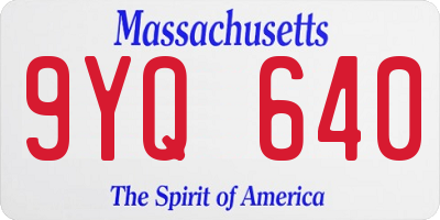MA license plate 9YQ640