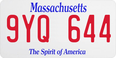 MA license plate 9YQ644