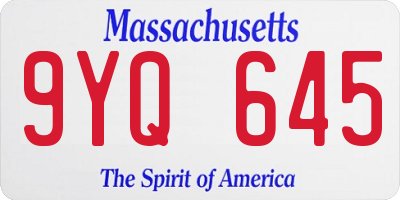 MA license plate 9YQ645