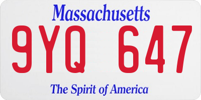 MA license plate 9YQ647