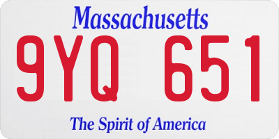 MA license plate 9YQ651