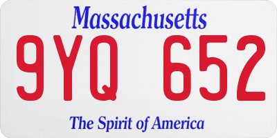 MA license plate 9YQ652