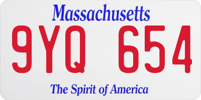 MA license plate 9YQ654