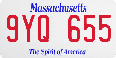 MA license plate 9YQ655