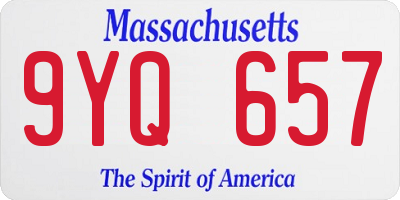MA license plate 9YQ657