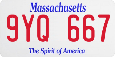MA license plate 9YQ667