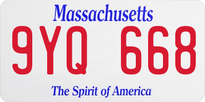 MA license plate 9YQ668