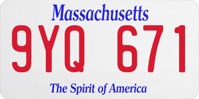 MA license plate 9YQ671