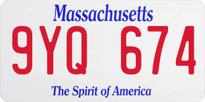 MA license plate 9YQ674