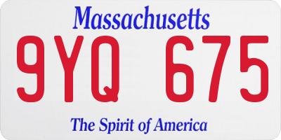 MA license plate 9YQ675