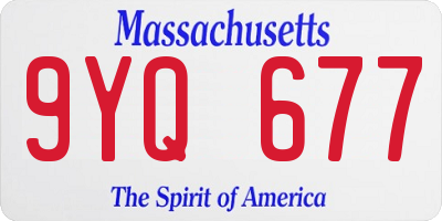 MA license plate 9YQ677