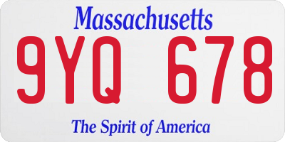 MA license plate 9YQ678