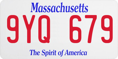 MA license plate 9YQ679
