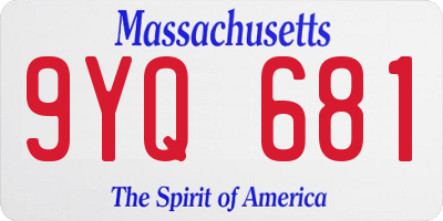 MA license plate 9YQ681