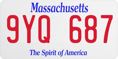 MA license plate 9YQ687