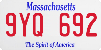 MA license plate 9YQ692