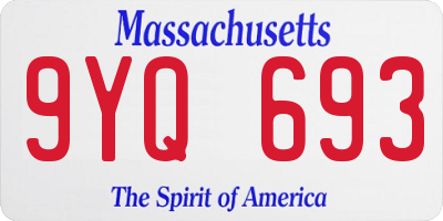 MA license plate 9YQ693