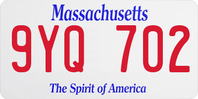 MA license plate 9YQ702