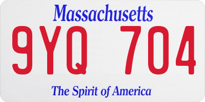 MA license plate 9YQ704