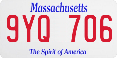 MA license plate 9YQ706