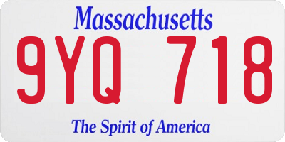 MA license plate 9YQ718