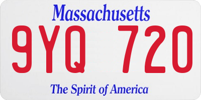 MA license plate 9YQ720