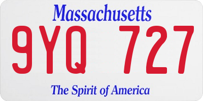MA license plate 9YQ727