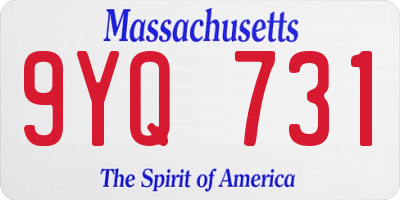 MA license plate 9YQ731