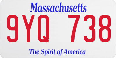 MA license plate 9YQ738