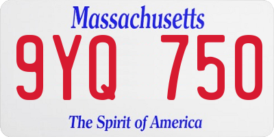 MA license plate 9YQ750