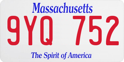 MA license plate 9YQ752