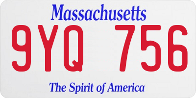 MA license plate 9YQ756