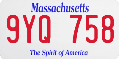 MA license plate 9YQ758