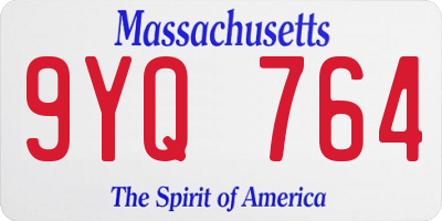 MA license plate 9YQ764