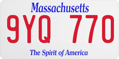 MA license plate 9YQ770