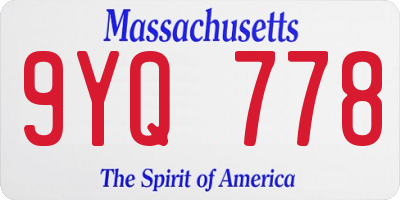 MA license plate 9YQ778