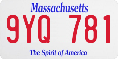 MA license plate 9YQ781