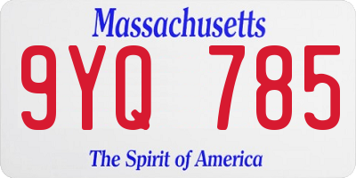 MA license plate 9YQ785
