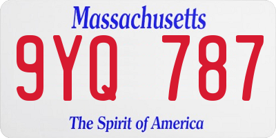 MA license plate 9YQ787