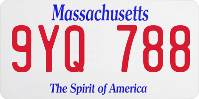 MA license plate 9YQ788