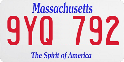 MA license plate 9YQ792