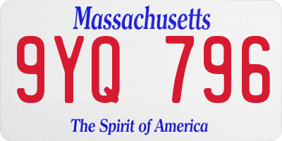 MA license plate 9YQ796