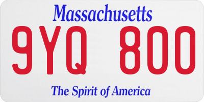 MA license plate 9YQ800