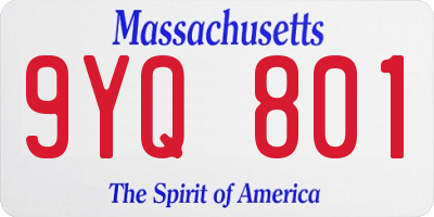 MA license plate 9YQ801