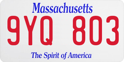 MA license plate 9YQ803