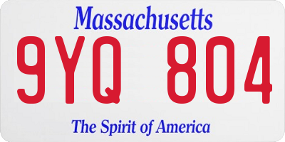 MA license plate 9YQ804