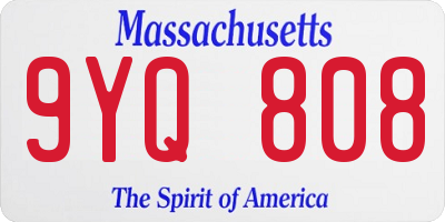 MA license plate 9YQ808