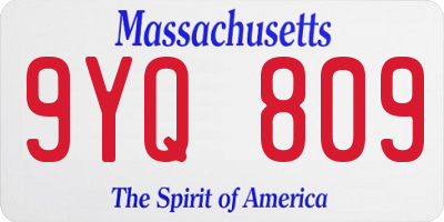 MA license plate 9YQ809