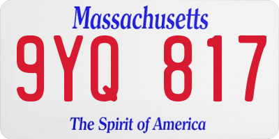 MA license plate 9YQ817