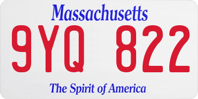 MA license plate 9YQ822